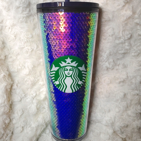 ***SOLD***Purple Sequin Starbucks Tumbler - Picture 1 of 2